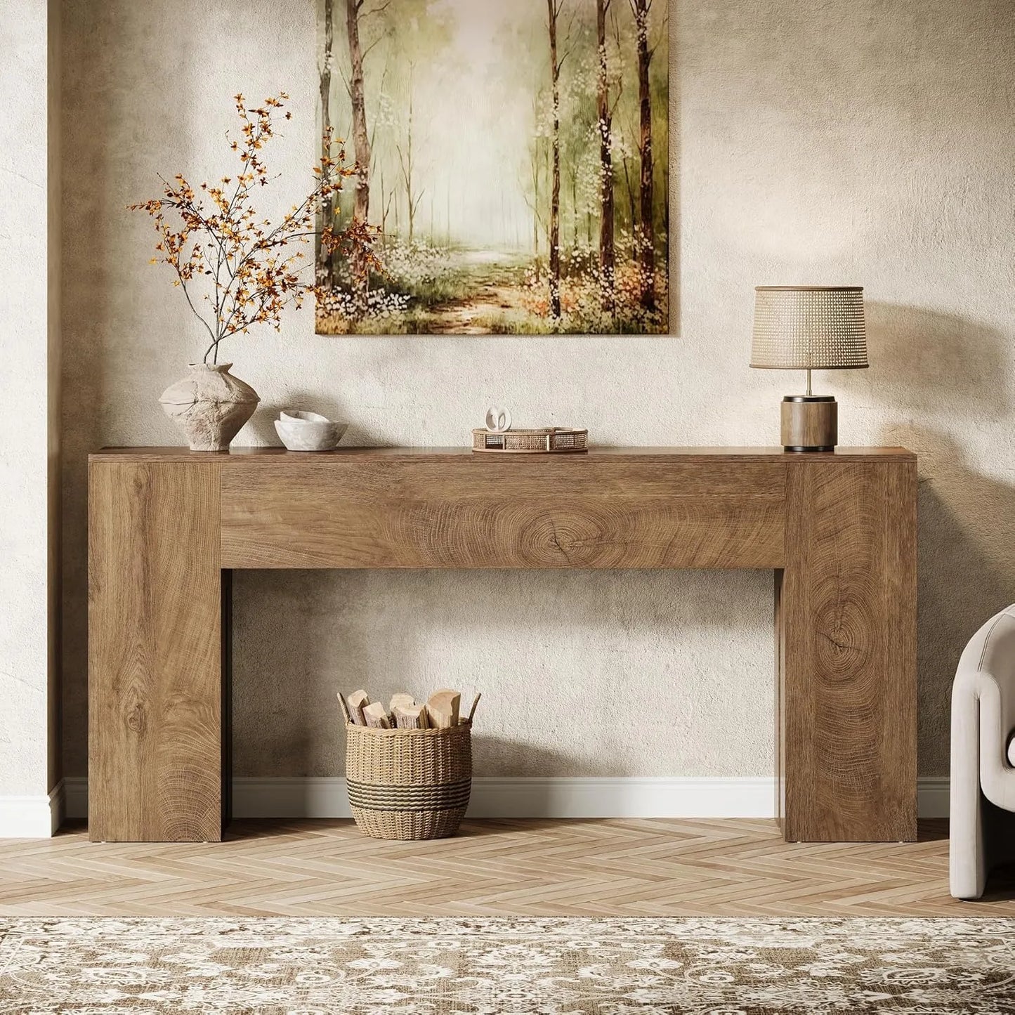 LITTLE TREE 71-Inch Long Console Table for Entryway, Farmhouse Sofa Console Behind Couch,for Hallway, Foyer, Living Room