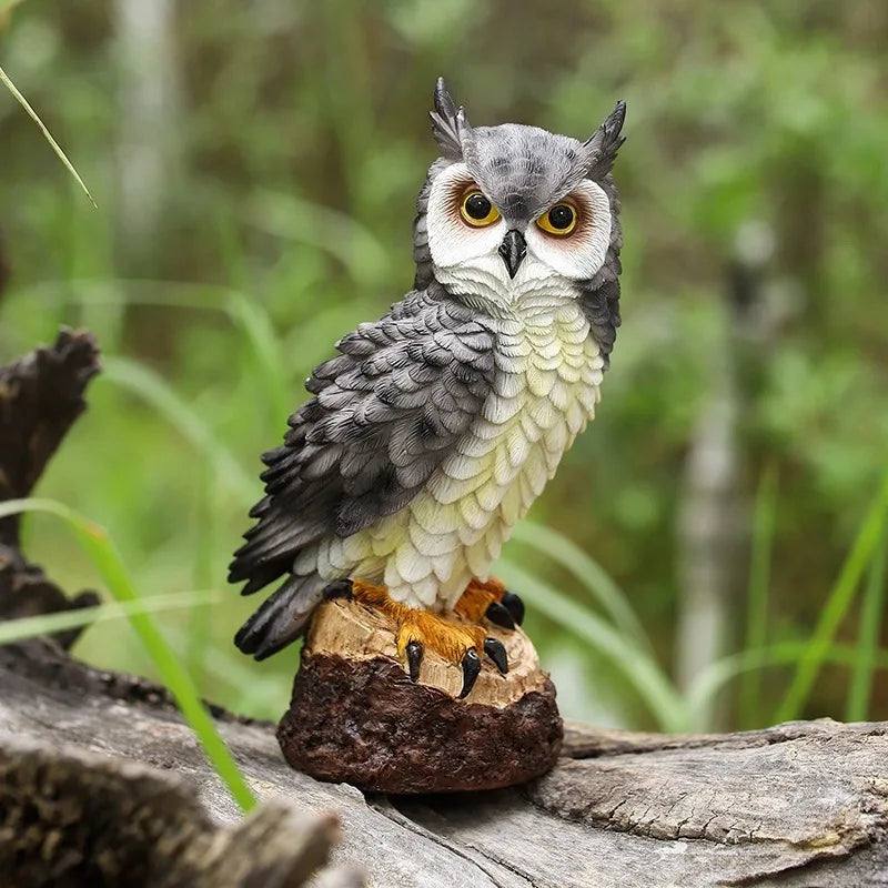 Resin Bionic Owl Figurine Outdoor Garden Porch Courtyard Decor Gift