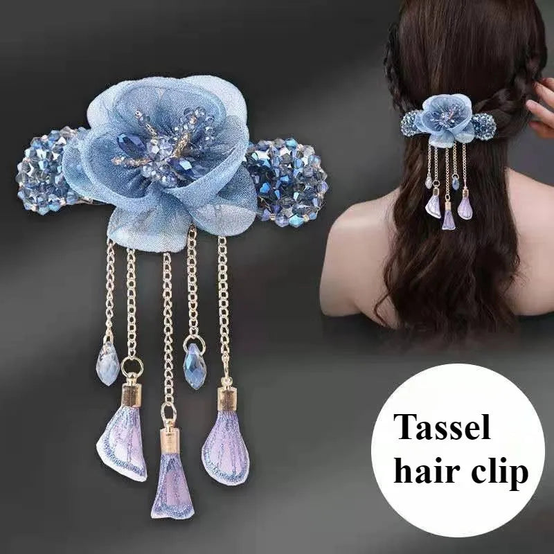 2pcs/ set, a classical and elegant fringed hairpin with flower hairpin, a simple and exquisite lace hairpin in a retro style, ha