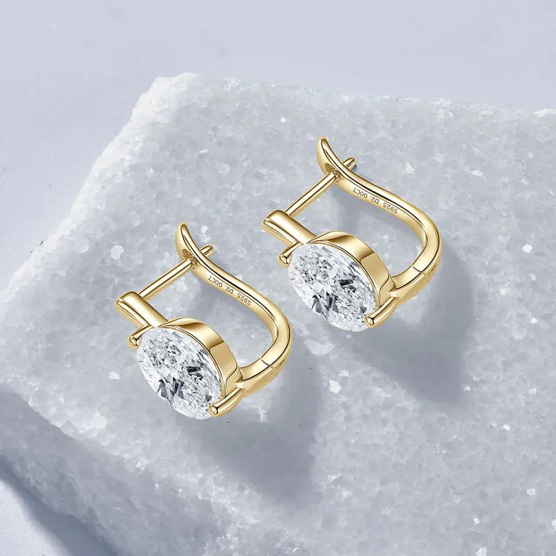 OXTAO 2ct Moissanite Solitaire Stud Earrings Certified 925 Sterling Silver Drop Hoop Earrings Spakling D Color Female Jewelry