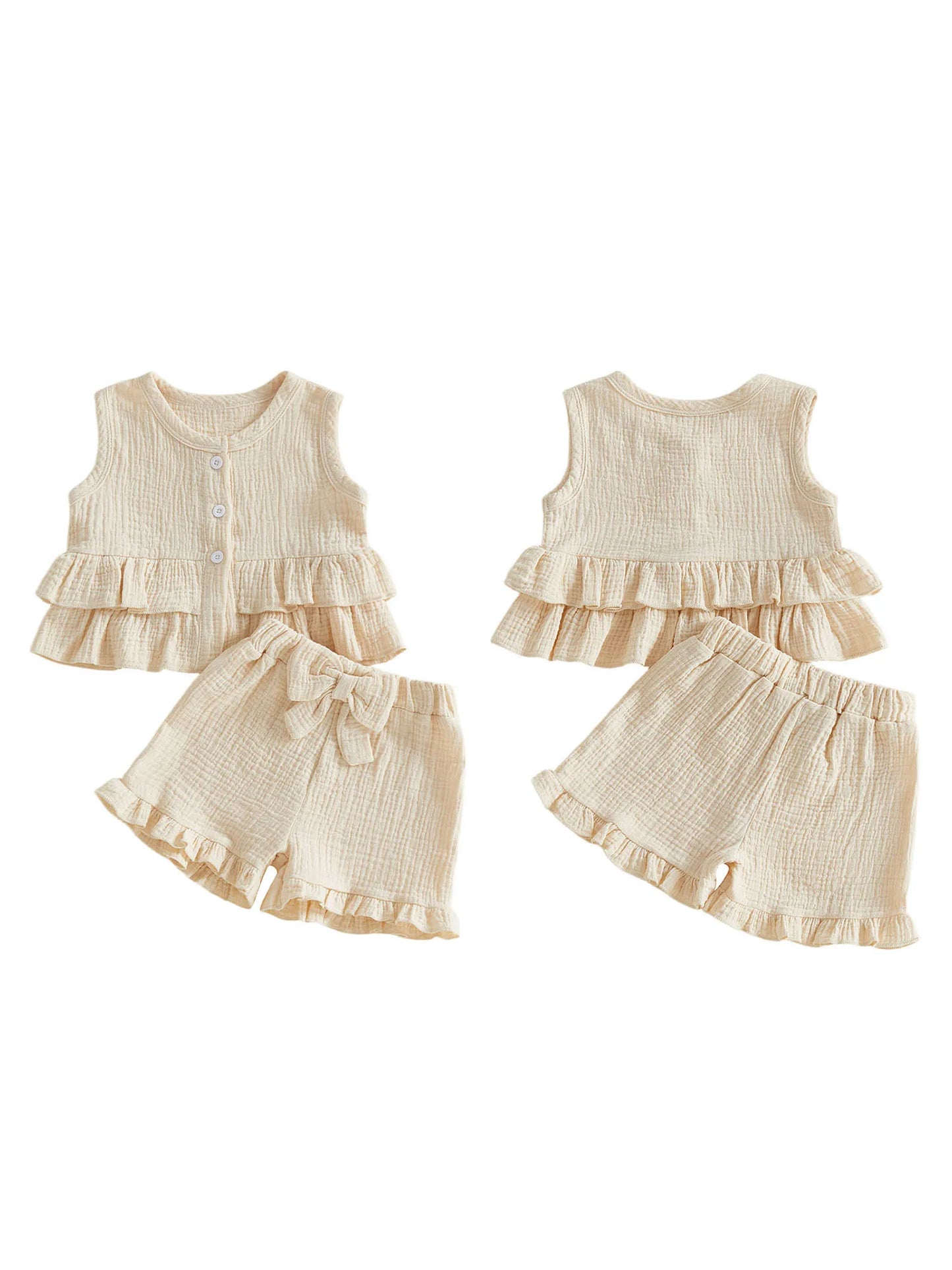 2Pcs Baby Boys Spring Clothes Short Sleeve Round Neck Solid Color T-Shirt and Elastic Waist Shorts Set for Toddler