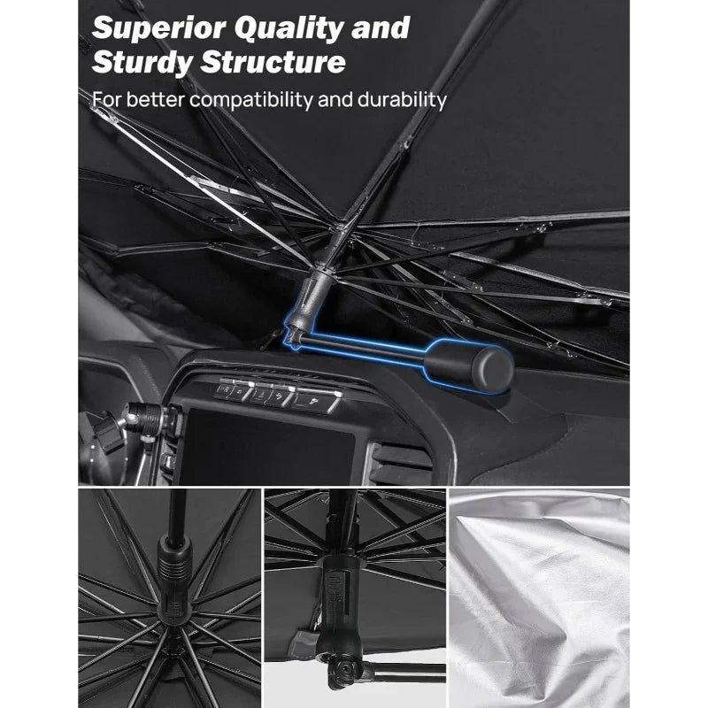 Car Umbrella Sunshade Windshield Front Cover Window Foldable Sun Shade Block Heat Portable Bent Parasol Auto Curved Model Shades