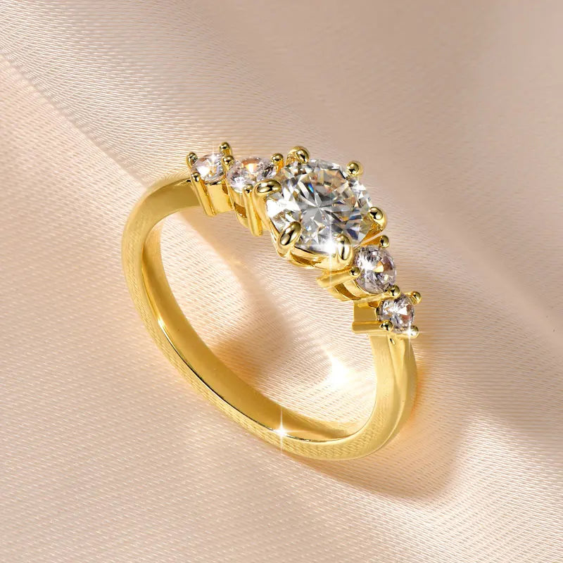 Oxtao 1 Carat Moissanite Engagement Ring 14K Gold Filled for Women