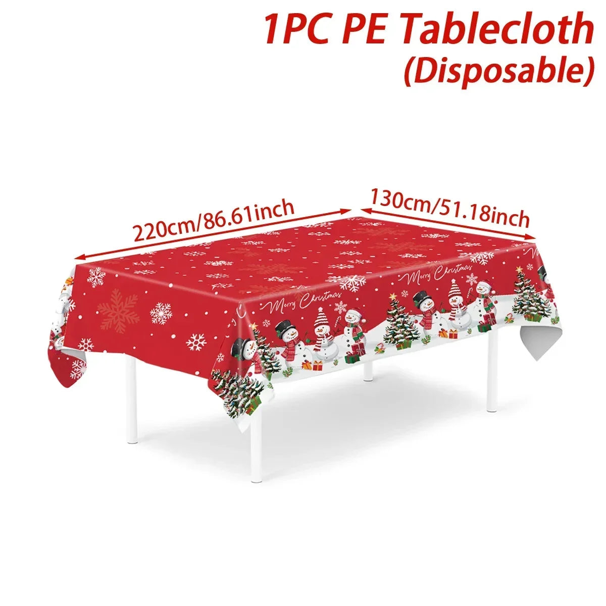 2025/2026 Christmas Snowflake Plastic Tablecloth - Merry Xmas Home Decor for Navidad, Natal & New Year Table Ornament
