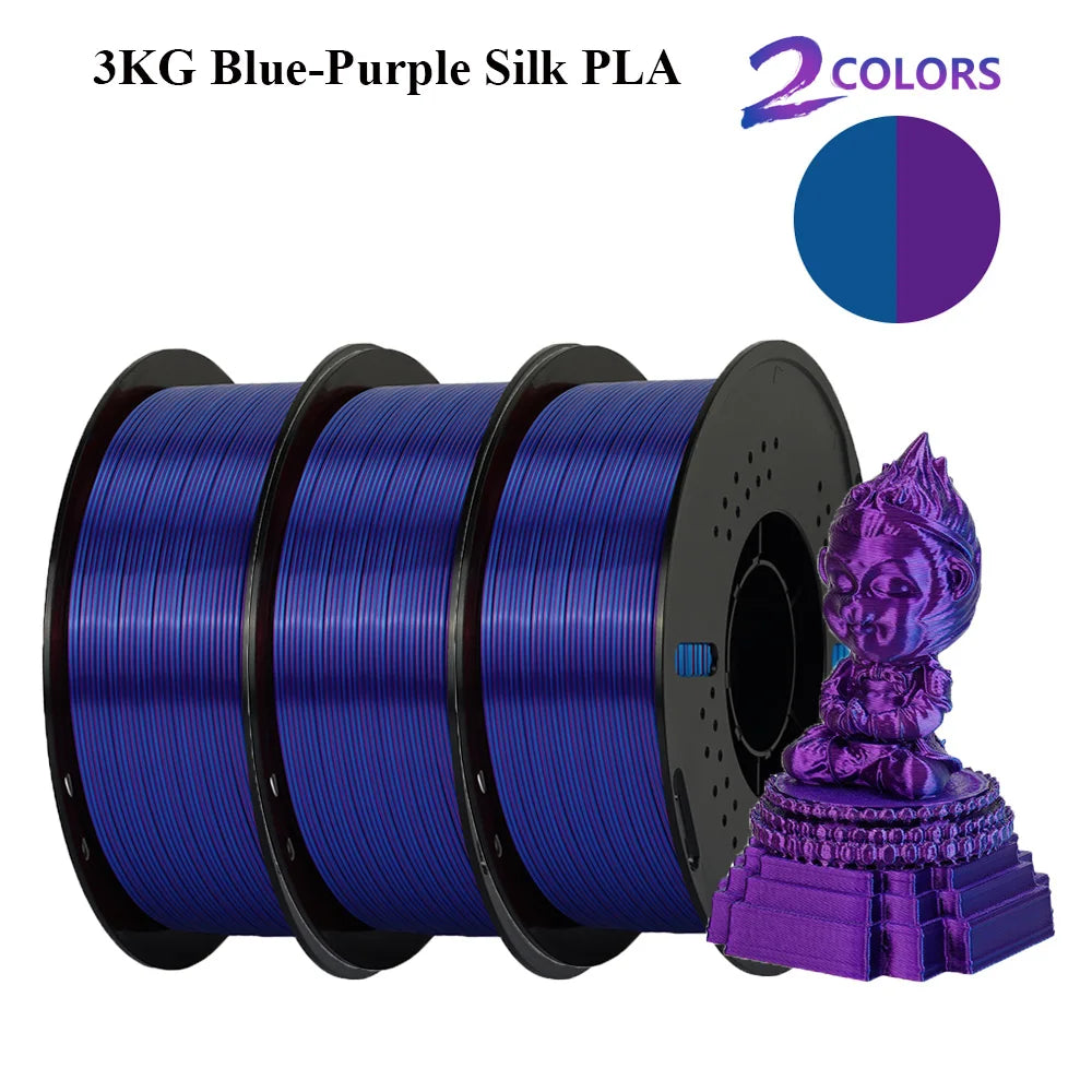 Multicolor Filament Bicolor Silk PLA 2Color for 3D Printing Plastic 3D Printer Materials 1.75mm Spool No Bubble High quailty