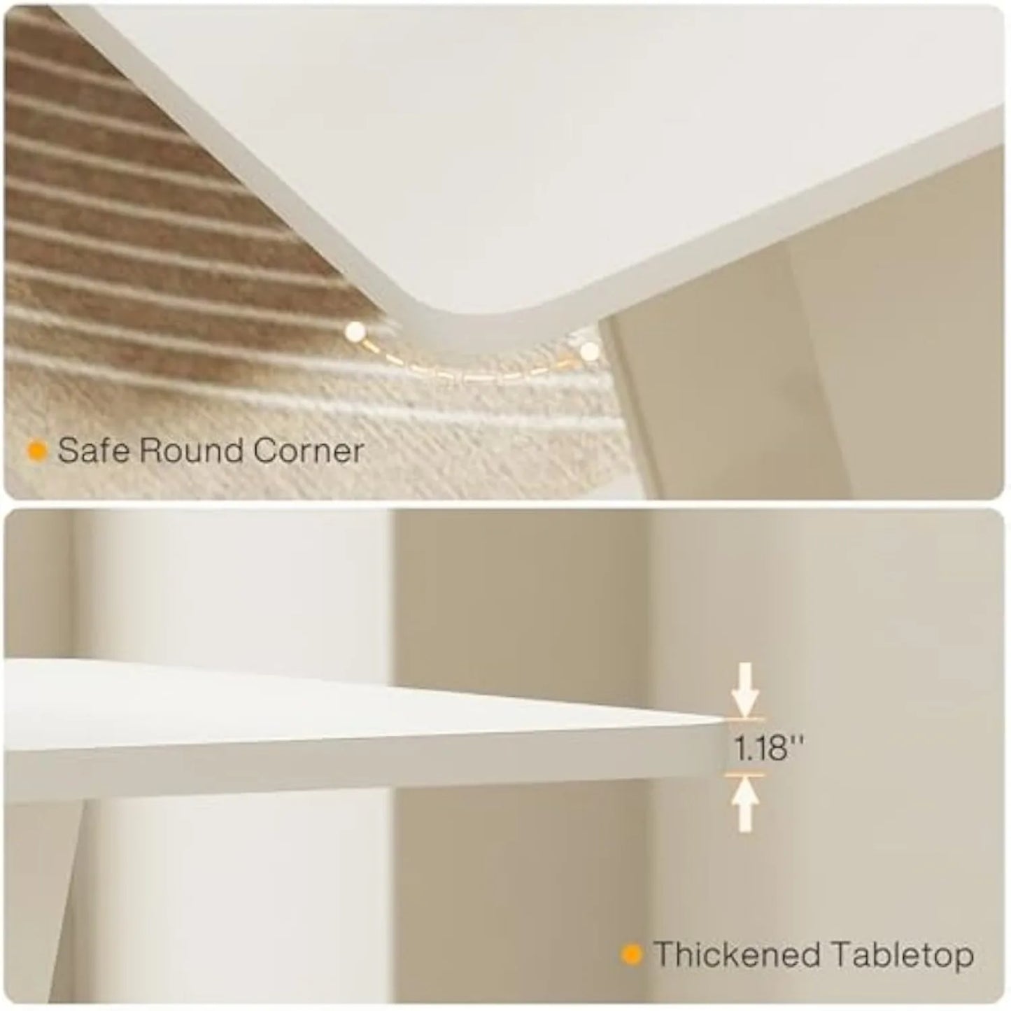 LITTLE TREE Modern Dining Table for 4-6 People, 55-Inch Rectangular Kitchen Table with U-Shaped Base,Cream White