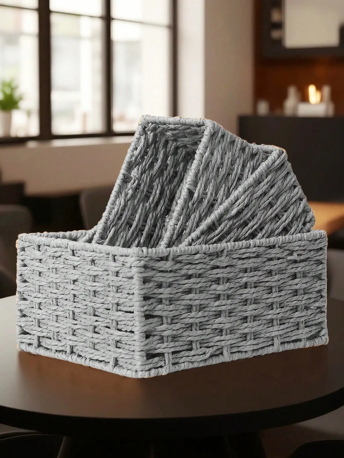 1pc/3pcs Desktop Storage Box, Handmade Rattan Woven Organizer Tray For Cosmetics, Keys, Snacks, Home Living Room, Bedroom, Study, Office, S/M/L Sizes Available,For Back To School
