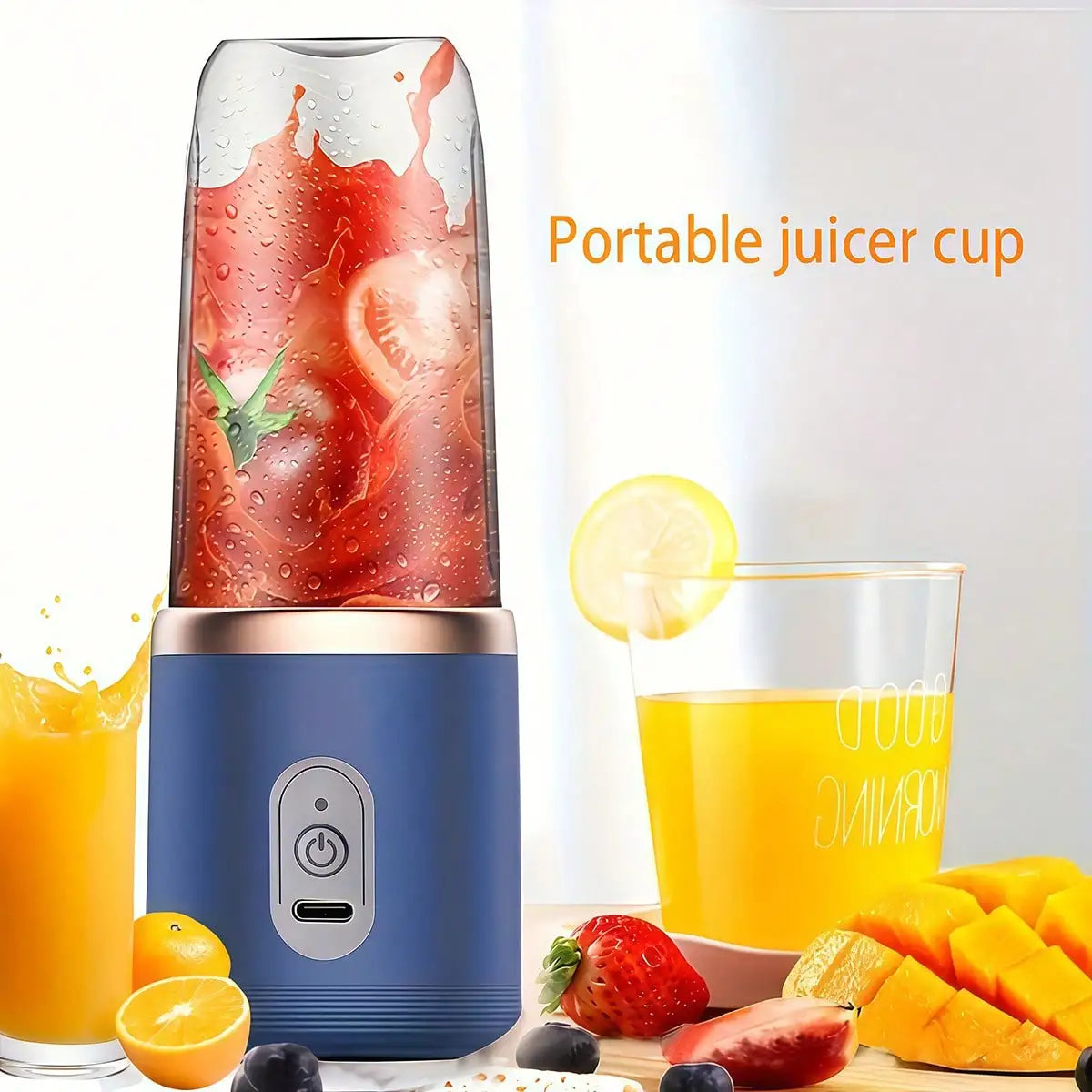 2-Cup Multi-Functional Electric Juicer, Blender, Juicer With 6 Blades - Wireless, Portable, USB Charging - Perfect For Smoothies And Vegetable Juices. Great Kitchen Accessory And Gift For Health Enthusiasts
