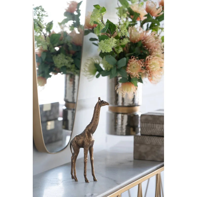 Giraffe Figurine Decor, 5.9x2.2x11.2 Inch Animal Statue for Home Office