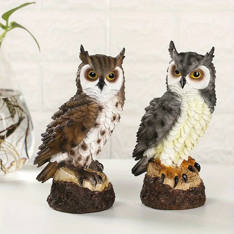 Resin Bionic Owl Figurine Outdoor Garden Porch Courtyard Decor Gift
