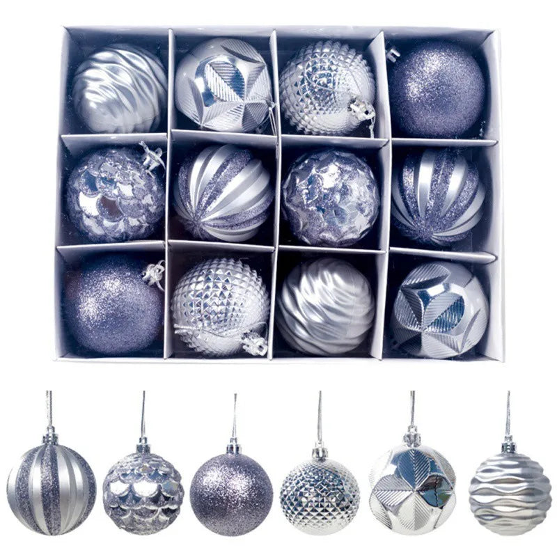 12pcs 6cm Assorted Christmas Ball Pendant Ball Ornament Set Seasonal Holiday Wedding Holiday Party Festival Decorations
