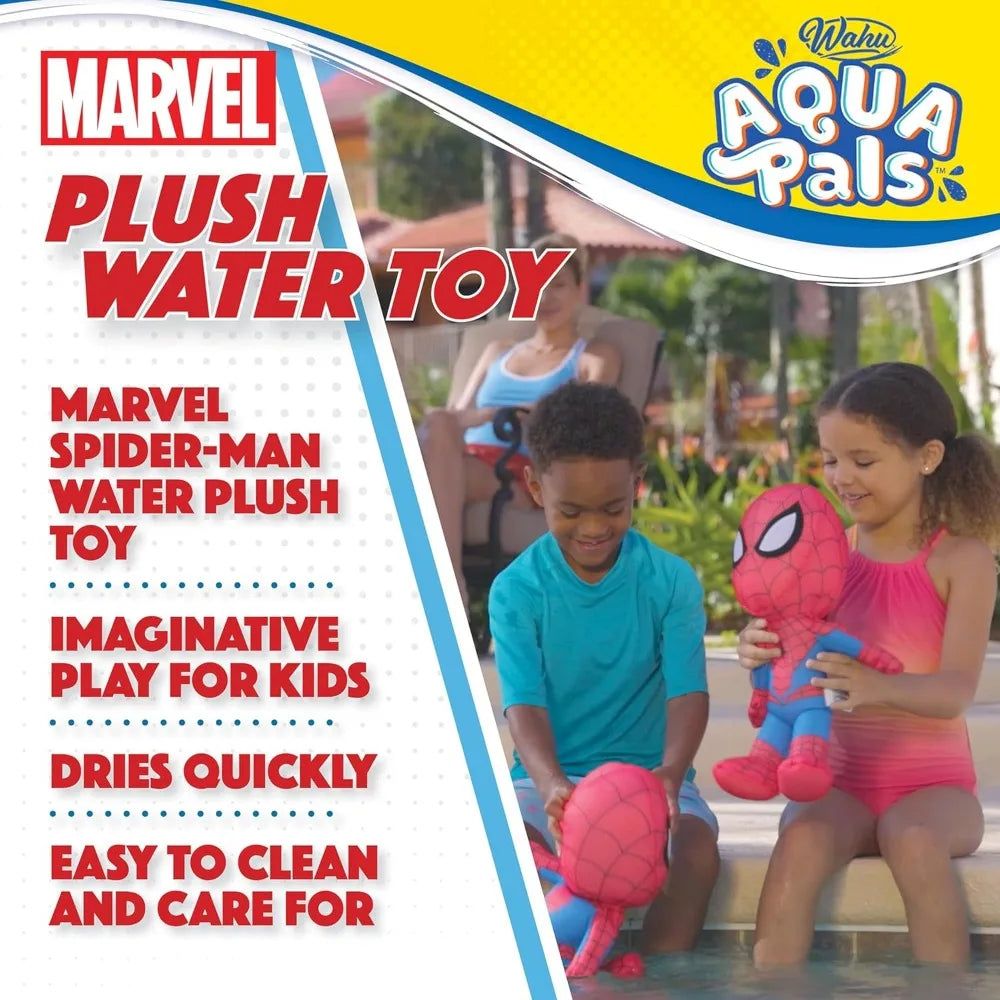 WAHU Aqua Pals Marvel Spider-Man Plush Water Toy for Kids Ages 2+ with AquaDry™ Technology, Washable Plush Doll Toy for Pool and