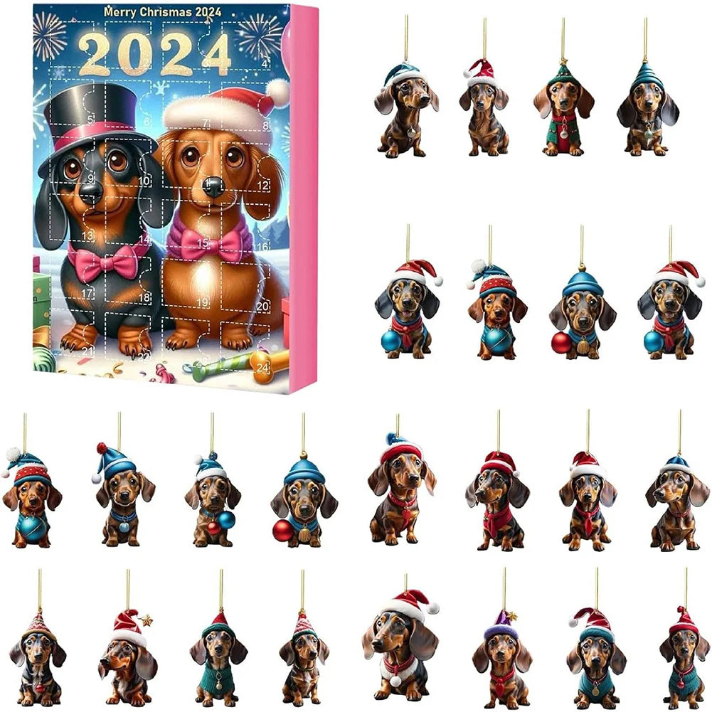 2025 Countdown Advent Calendar Dachshunds Kit 24 Days Dachshunds Advent Calendars Soccer Party Birthday Christmas Supplies Box f