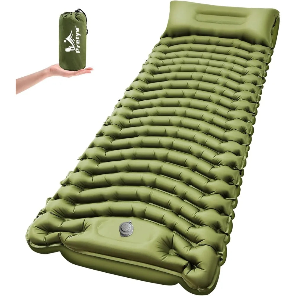 Ultralight Compact Inflatable Sleeping Pad with Pillow Foot Pump for Camping Backpacking Hiking