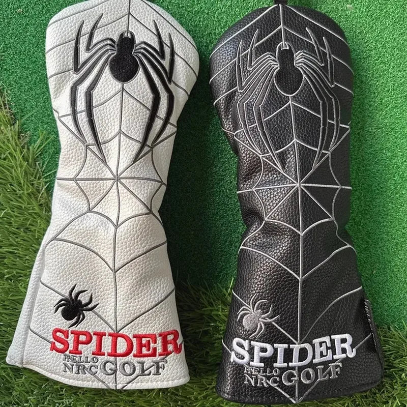 Spider Golf Head Covers PU Leather for Driver Fairway Wood Golf Clubs Durable Water-Resistant Protective Covers Stylish Design for Golf Course Use Golfer Games and Perfect Golf Gift Accessories