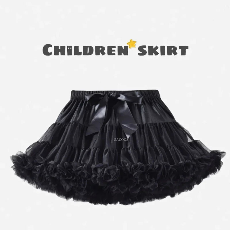 Girls Tutu Skirts Black Fluffy Toddler Tulle Princess Ball Gown Pettiskirt Ballet Party Dance Rainbow Tulle Skirts Girls Clothes
