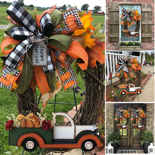 Artificial Wreaths Halloween Decorations Front Door Hanging Garland christmas Decor Farmhouse Pumpkin Wreath shipping from usa