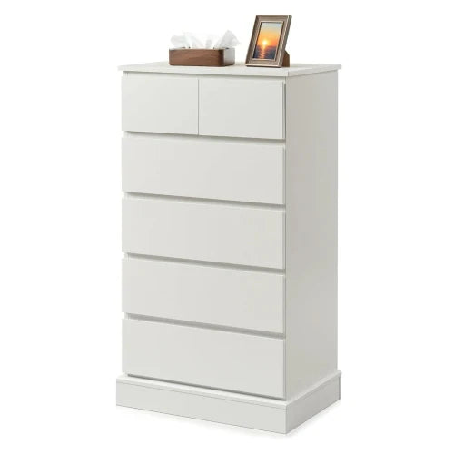 Modern Tall 6 Drawer Wood Dresser for Bedroom with Concealed Handles