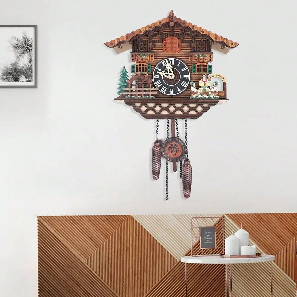 Creative Bird Cuckoo Quartz Wooden Swing Wall Clock Time Alarm Watch For Decor