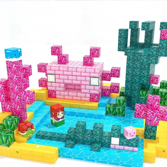 54PCS Magnetic Blocks Build Mine Magnet World Ocean Set, Building Toys for Kids Ages 3+