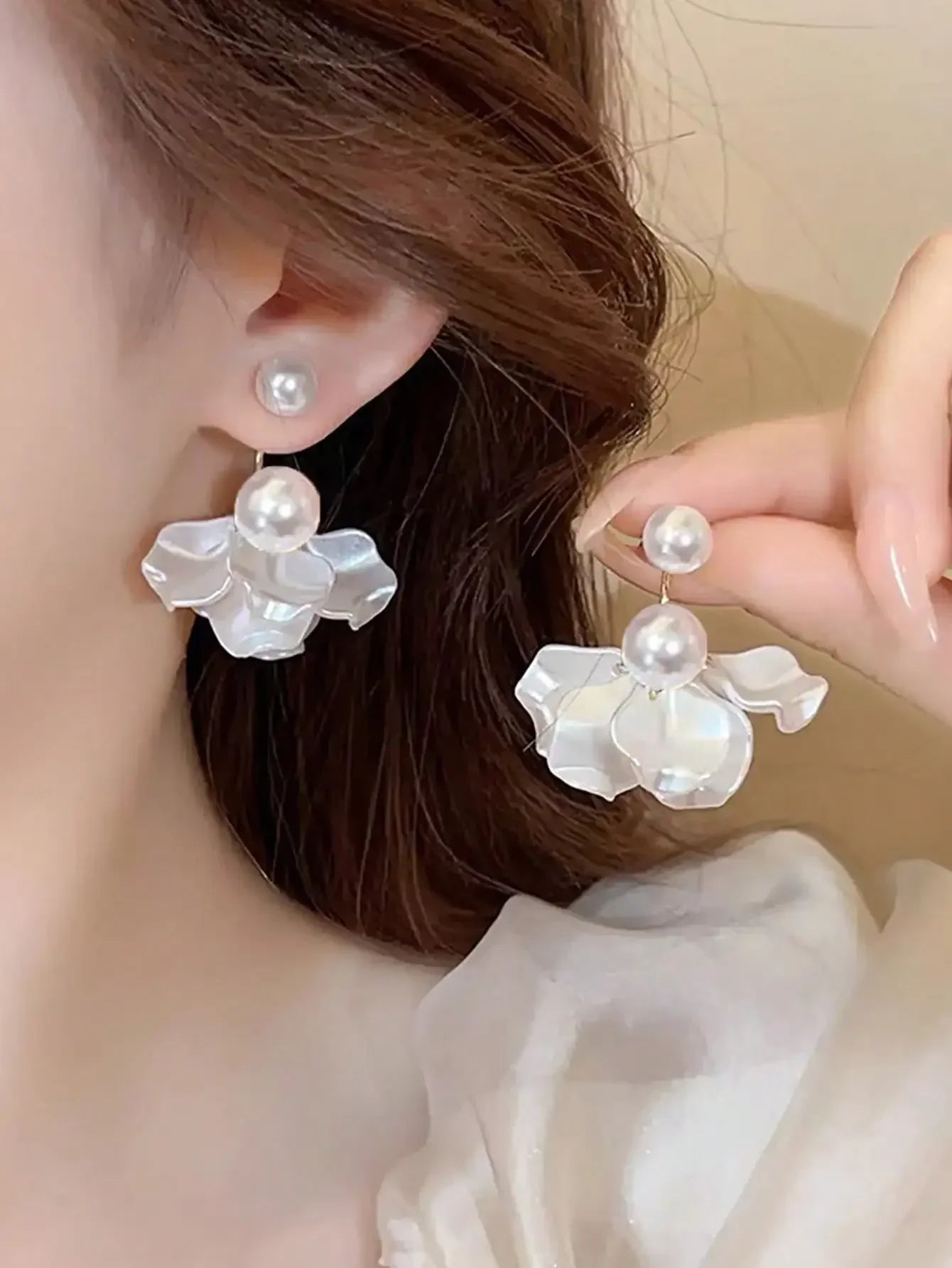 1pair Sweet High-Grade Delicate Petal & Flower Design Fashionable Daily Earrings For Elegant Women Valentines,Mom,Mother