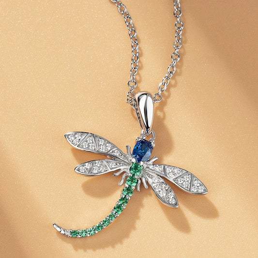 SHFY Cute Dragonfly Necklace for Women Silver Color Chic Animal Pendant Necklace Fancy Girls Birthday Gift Personality Jewelry