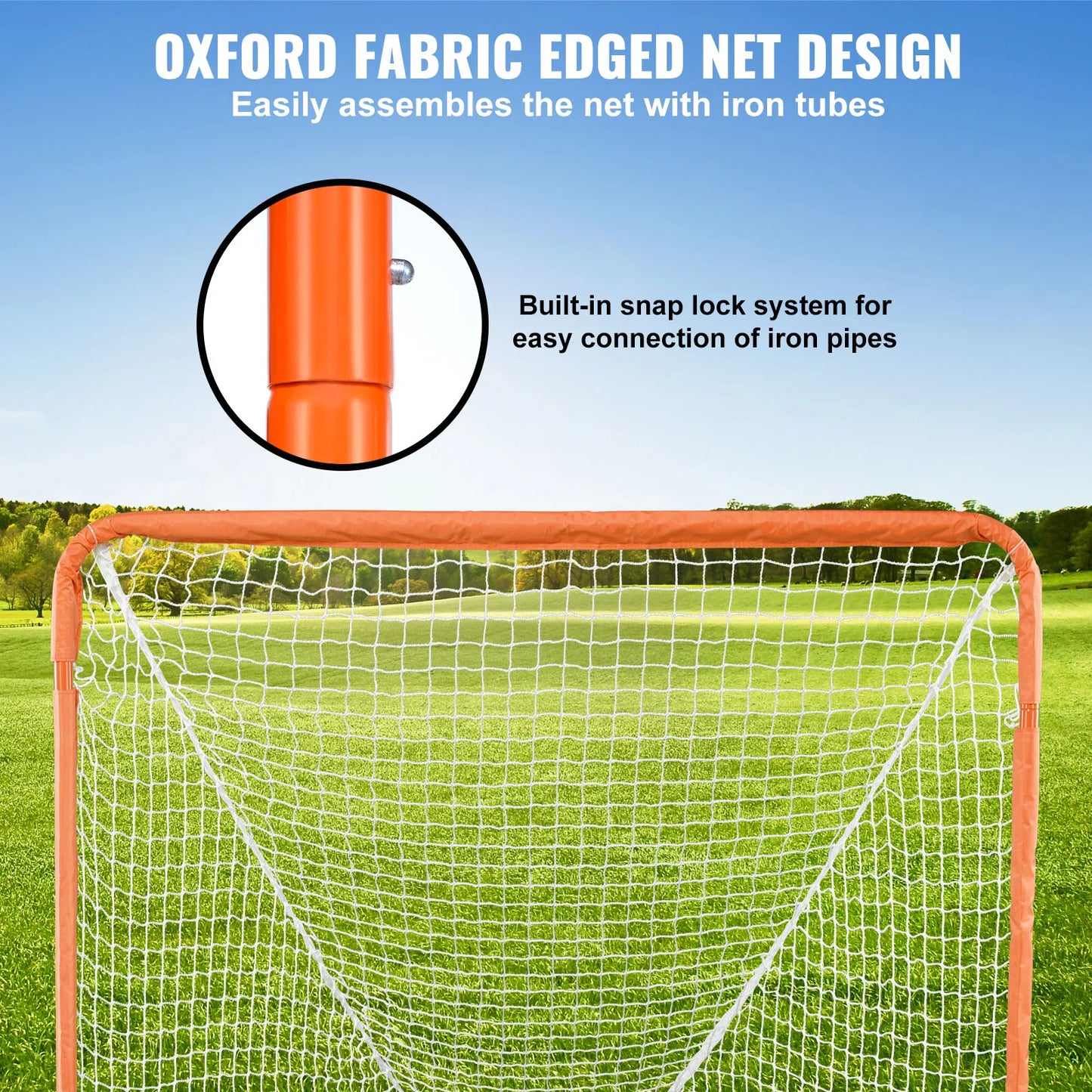 SucceBuy 4/6FT Lacrosse Goal Small Kids Folding Portable Iron Frame Backyard Training Equipment For Youth Training Orange