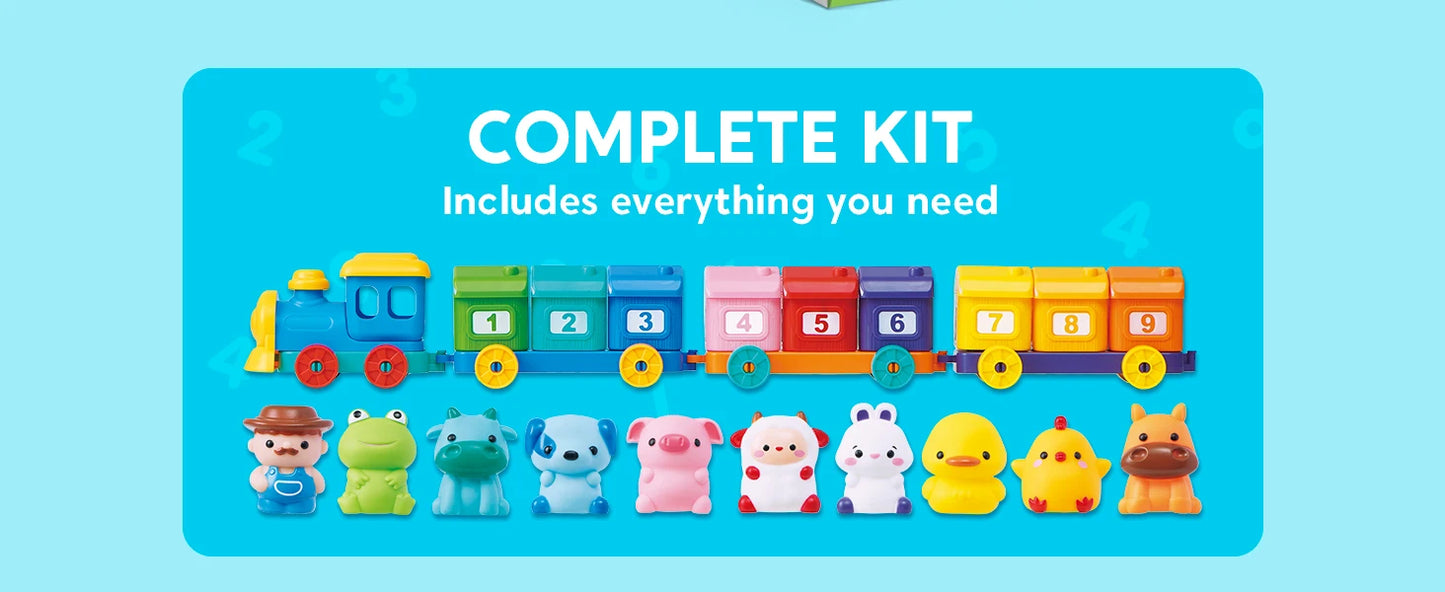 JOYFY Learning Farm Train Counting Matching & Sorting Montessori  Including 9 Farm Animals for Baby Christmas Birthday Gift