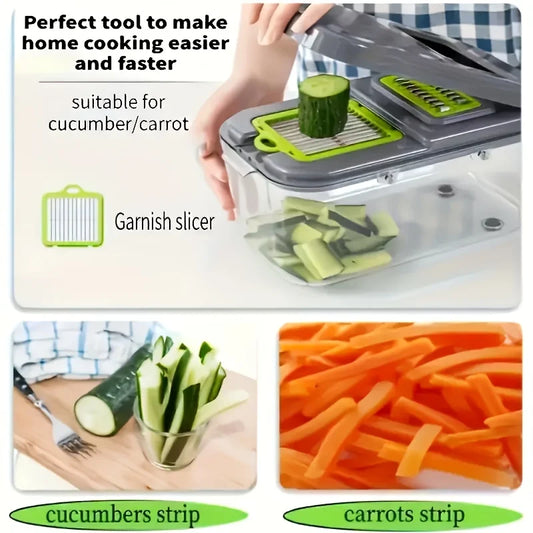 16pcs1pcs, Kitchen Companion -Multifunctional Vegetable Chopper, Fruit Slicer, Manual Food Grater, Onion Mincer, Potato Shredder