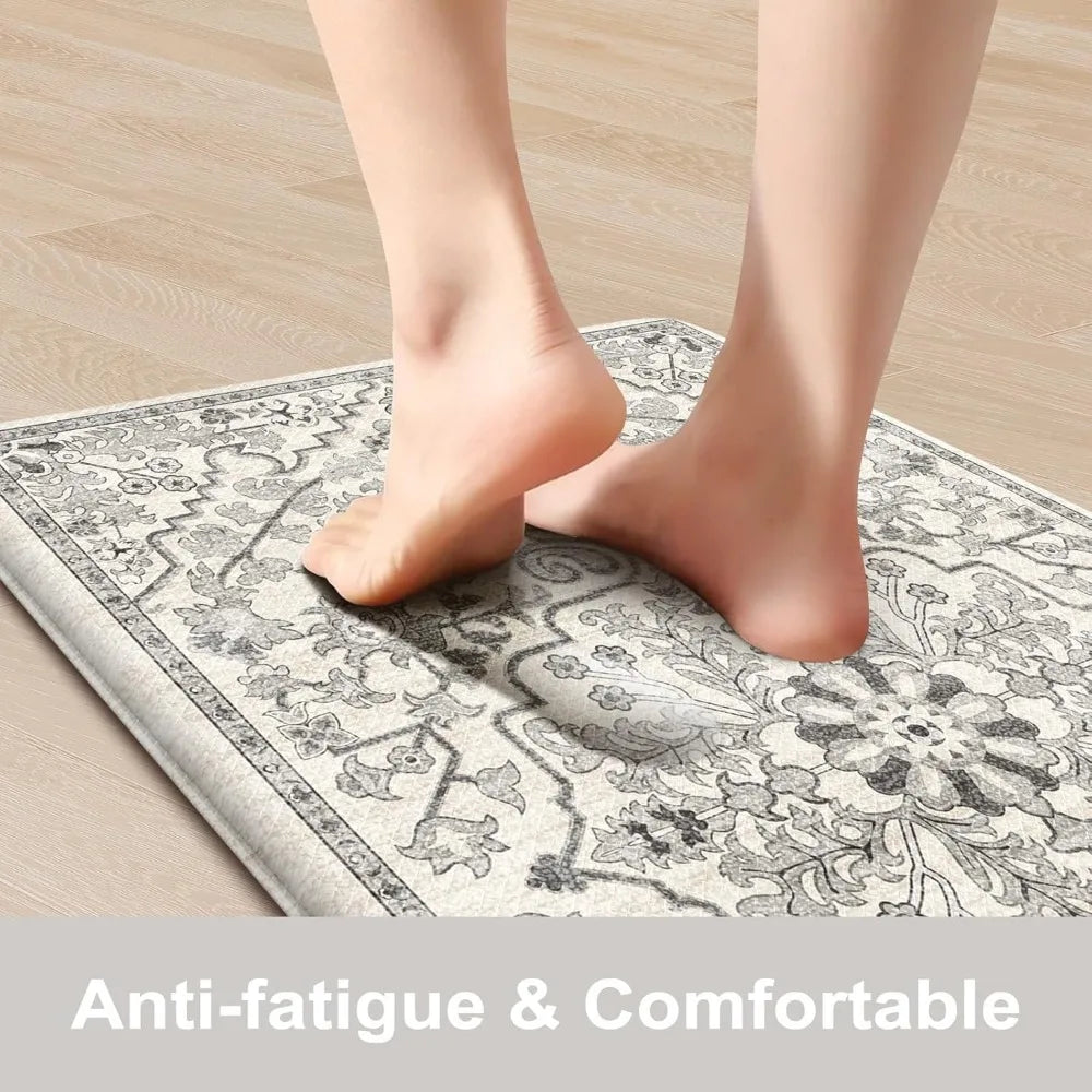Cushioned Anti Fatigue Kitchen Mats Set of 2 Non Slip Padded Rugs for Floor Sink Laundry Office Desk