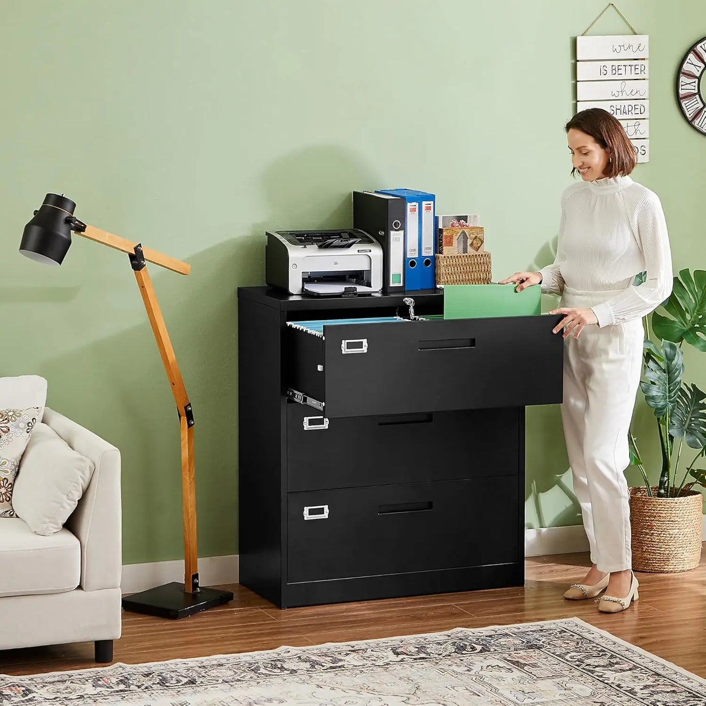 Lateral 3 Drawer File Cabinets with Lock, Metal Filing Storage Vertical Cabinets,Home Office Furniture for, Customized
