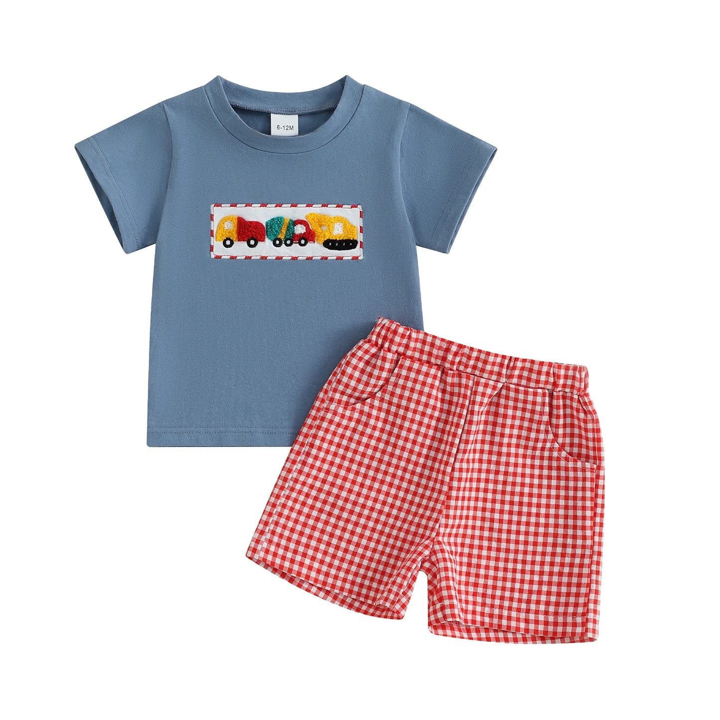 Adorable Toddler Boy s Summer Outfit Dinosaur Print Short Sleeve T-Shirt with Denim Shorts Set for Playtime Fun
