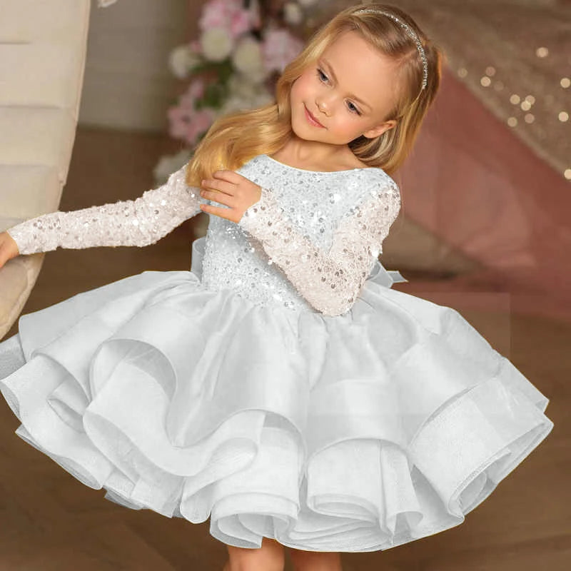 Short Little Girls Pageant Dresses for Wedding Kids First Communion Puffy Ball Gown