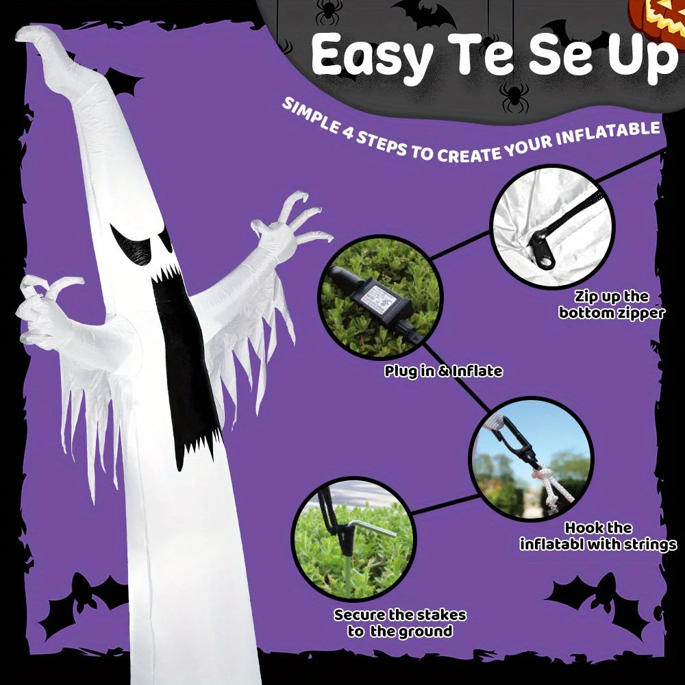 12 FT Scary Ghost Halloween Inflatables Outdoor Decorations  Halloween Decor, Inflatable Ghost Blow Ups for Yard with LEDs for Outside Yard Decorations