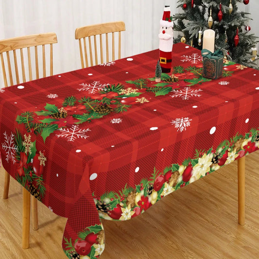 2025/2026 Christmas Snowflake Plastic Tablecloth - Merry Xmas Home Decor for Navidad, Natal & New Year Table Ornament