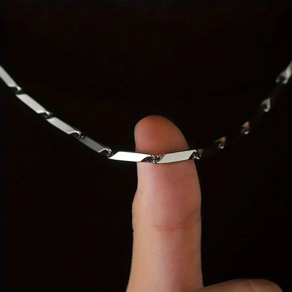 Hermah New 3mm Stainless Steel Link Bamboo Rhombus Chain Necklace for Women Men Fashion Jewelry Accessory