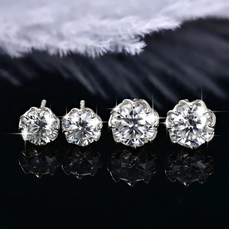 OXTAO Moissanite Circular Stud Earrings for Women 14K Gold Filled Flower Earring Fine Jewelry 6mm/8mm D Color Lab Diamond Gift