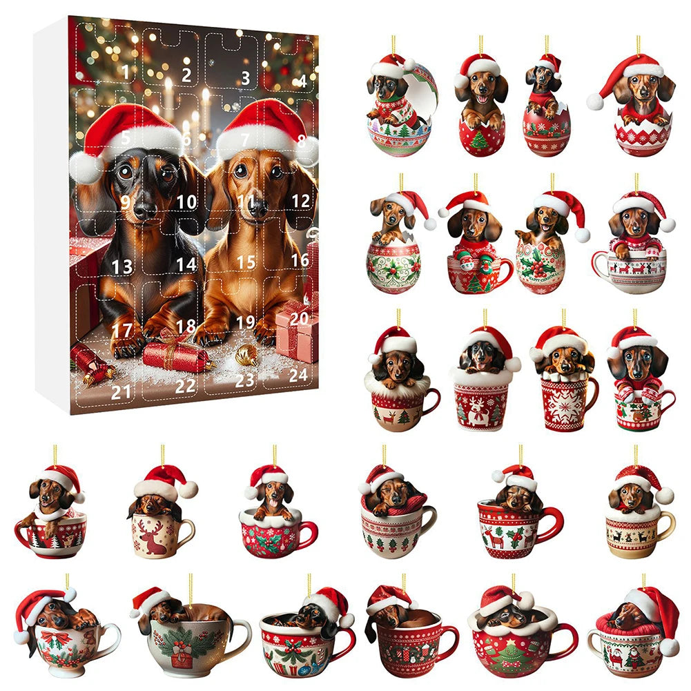 2025 Countdown Advent Calendar Dachshunds Kit 24 Days Dachshunds Advent Calendars Soccer Party Birthday Christmas Supplies Box f