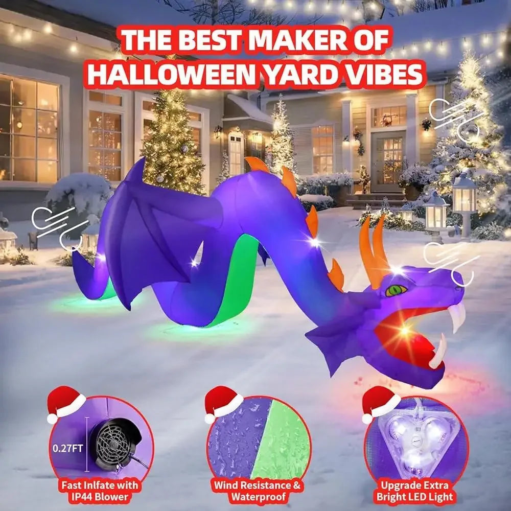 12FT Inflatable Dragon Yard Decor Chinese New Year Halloween Christmas Outdoor Decoration Lighted Blower Waterproof