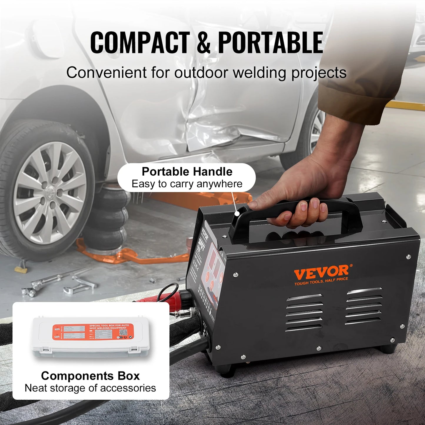 SucceBuy Spot Welder Dent Puller 3KW Stud Welder Dent Repair Kit w/ 2 Welding Guns Auto Body Spot Welding Repair Machine for Car