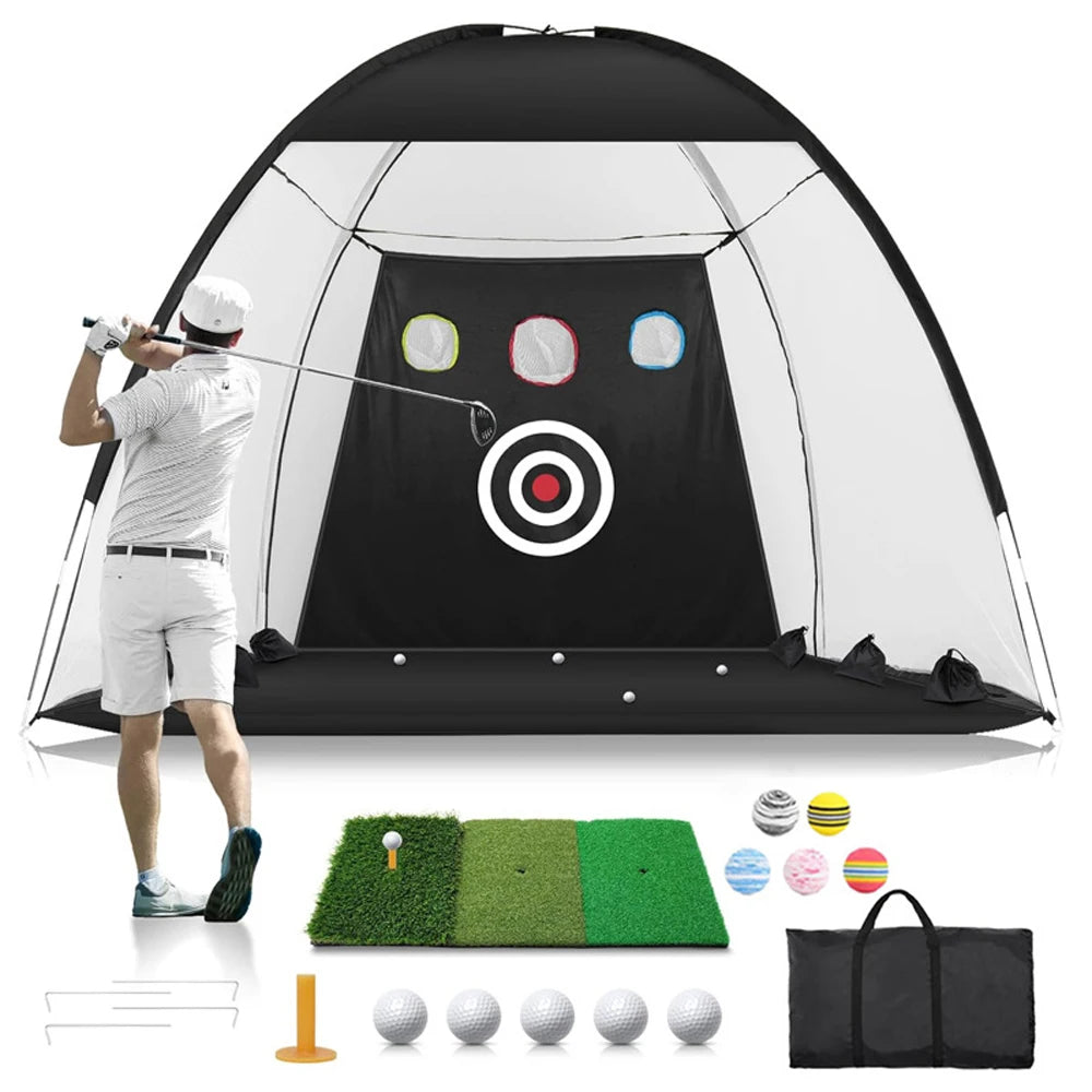 Golf Chipping Net Set Indoor and Outdoor Collapsible Golf Pitching Cages Foldable Golf Practice Net Golf Training Equipment Kit