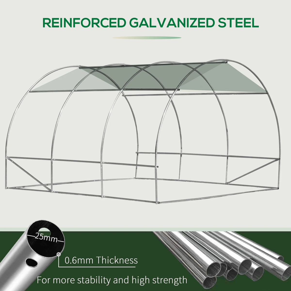 Extra Large 10' X 10' Greenhouse, Arch Greenhouse, Zippered Door, Windows, Green Color
