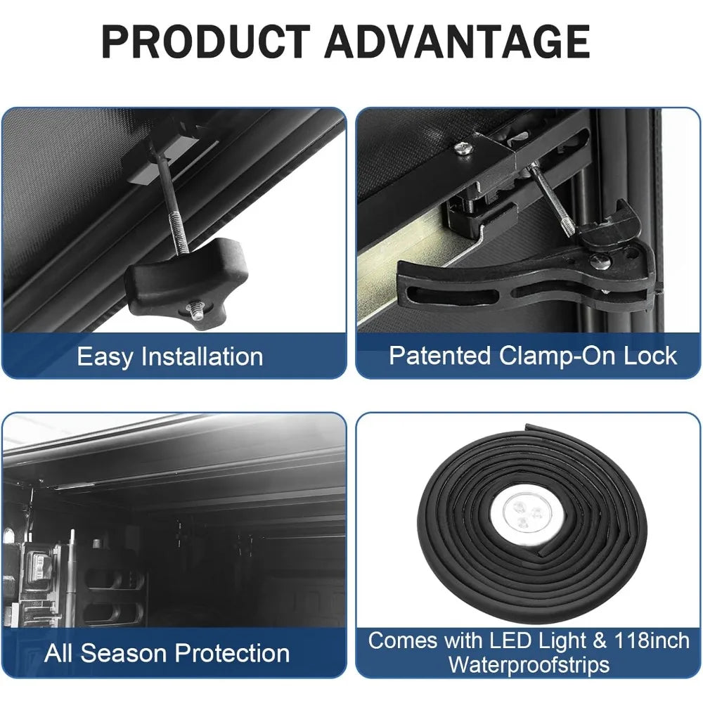 Soft Tri-Fold Truck Bed Tonneau Cover Compatible with 2005-2015 Toyota Tacoma 6FT Bed