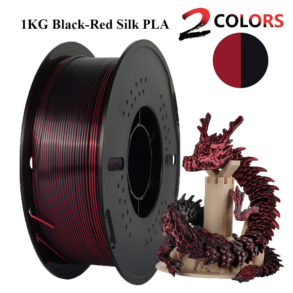 Multicolor Filament Bicolor Silk PLA 2Color for 3D Printing Plastic 3D Printer Materials 1.75mm Spool No Bubble High quailty