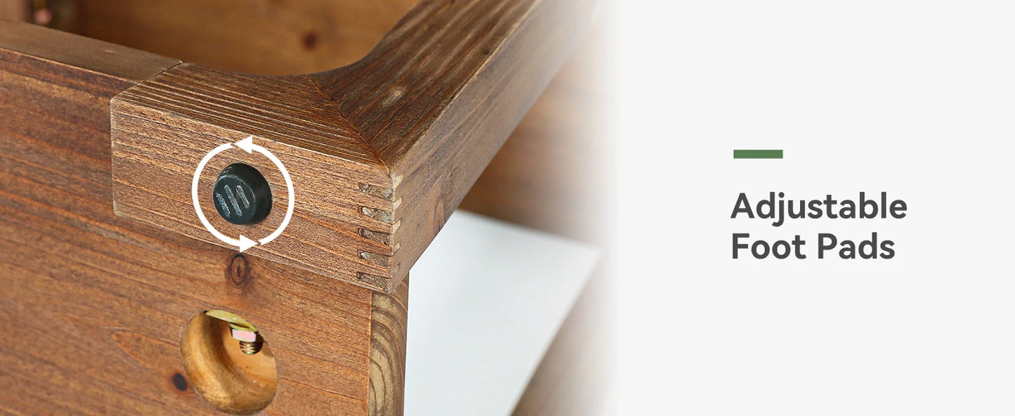 2-Tier Solid Wood End Table, Narrow Side Table, Rectangle Farmhouse Nightstand for Living Room, Bedroom, Easy Assembly