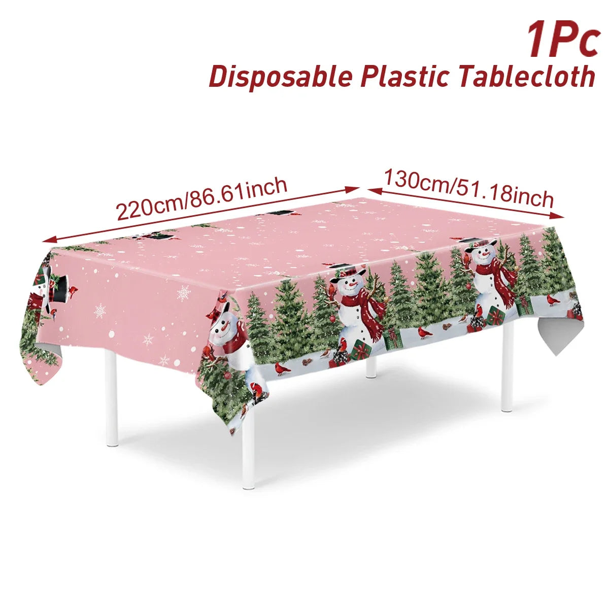 2025/2026 Christmas Snowflake Plastic Tablecloth - Merry Xmas Home Decor for Navidad, Natal & New Year Table Ornament