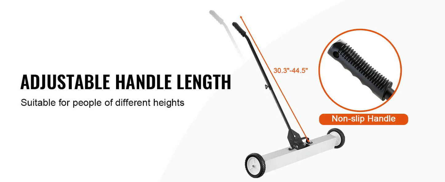 SucceBuy Rolling Magnetic Sweeper with Wheels Push-Type Magnetic Pick Up Sweeper Large Magnet Pickup Lawn Telescoping Sweeper
