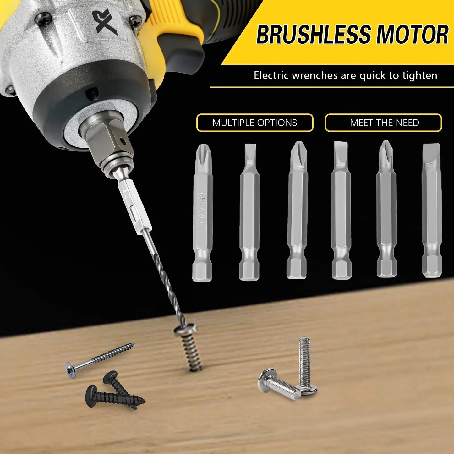 Cordless Impact Wrench 1/2" 20V Screwdriver Drill Tools Brushless Motor Torque 280 ft-lbs (380N.m) with 3.0Ah Battery Charger