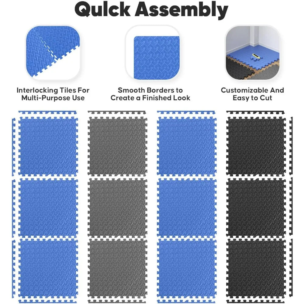 24 in x 24 in x ½ in - 16 Tiles Home Gym Mat, Puzzle Exercise Mat, EVA Interlocking Foam Floor Tiles for Home Workout Equipment
