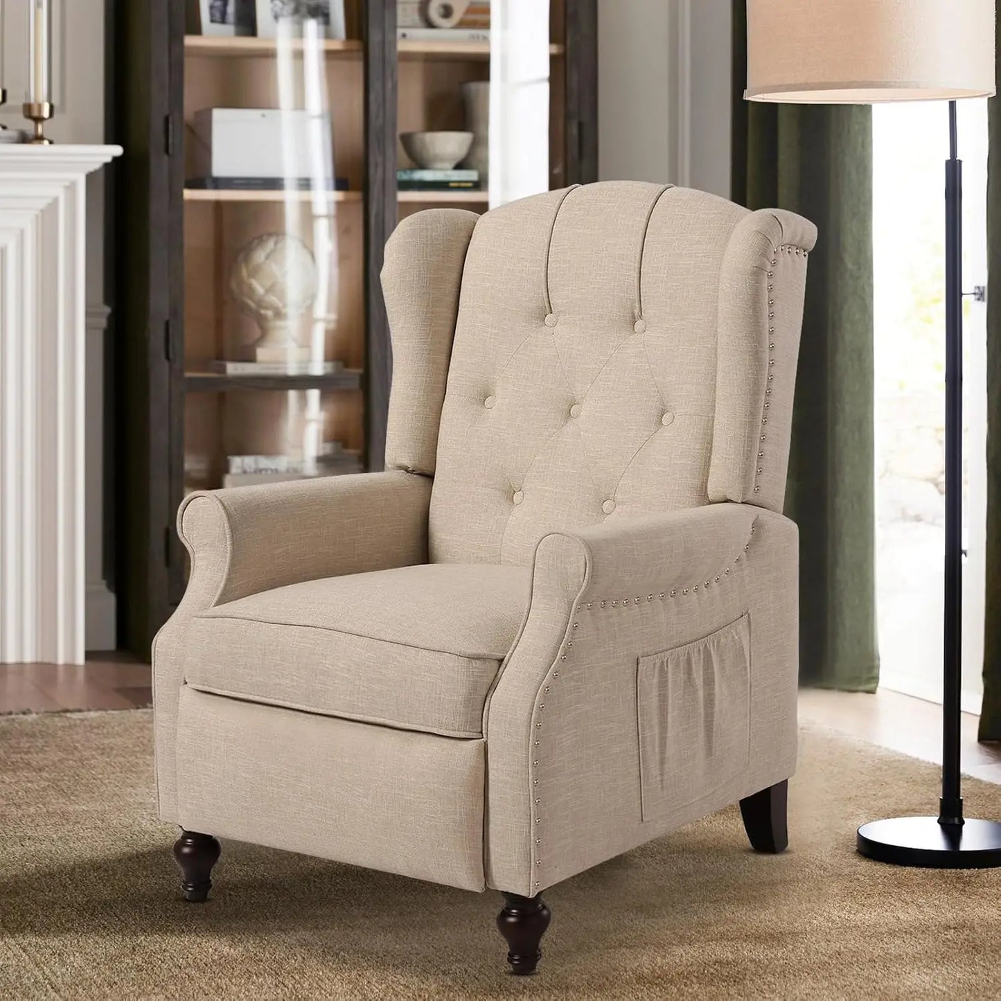 Massage Heat Wingback Recliner Push Back Armchair Living Room Bedroom Home Theater Beige,Customized